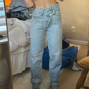 aritzia agolde crossover button jeans straight leg